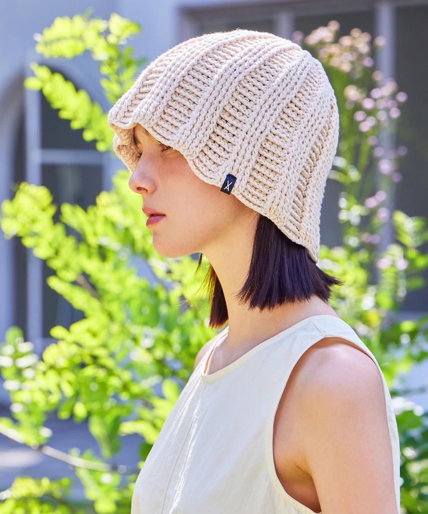Bajal Va Label Crochet Wave Bucket Hat Beige