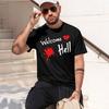 Welcome Hell 2026 New Fashion Heavyweight Hot Selling Retro Printed Pattern Fun Round Neck Tshirt For Daily Comfort
