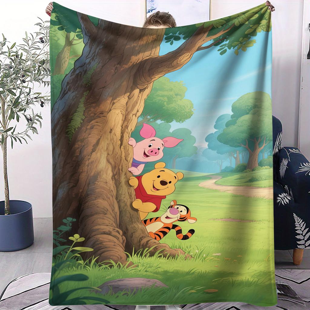 Winnie the Pooh Tigger Piglet & Eeyore Hide-and-Seek Print Blanket Soft Multifunctional Decortive Universal Throw Blankets Gift