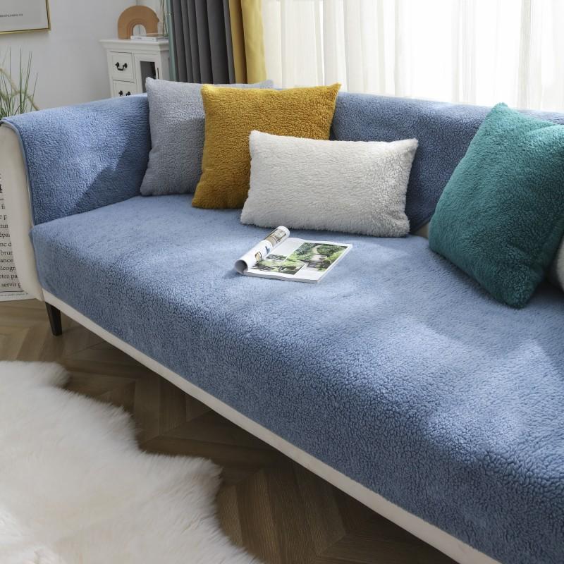 Sofa Cover Non-slip Plush Winter Sofa Cushion Seat Cushion Lamb Wool Sofa Cushion Living Room