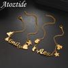 Atoztide Custom Name Bracelet for Women Stainless Steel Jewelry Christmas Elements Link Chain Personalized Kids Birthday Gift