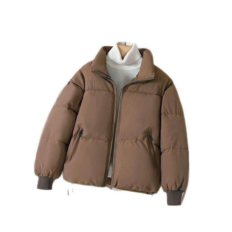 2025 winter thickened down cotton jacket women's short Korean version loose stand-up collar bread jacket cotton jacket fashionable and versatile