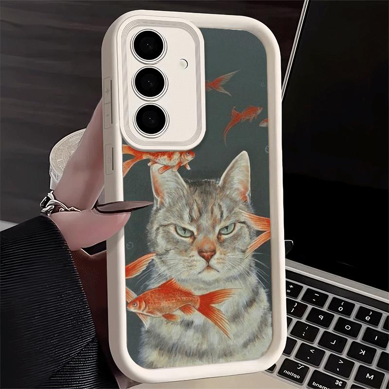 Phone Case for Samsung Galaxy A17 A16 A15 A14 A13 Funny Cats Fashion Style A56 A36 A26 A55 A35 A25 A54 A34 A24 A53 A33 A23 A07 A