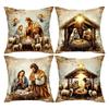 Throw Pillow Covers Nativity Jesus Decor Cushion Covers, 18In Farmhouse Winter Holiday For Home, For Couch Sofa Living Room