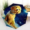 Dog with the Moon  pattern, automatic folding umbrella, portable and foldable design, 8 ribs, a Christmas or birthday gift.