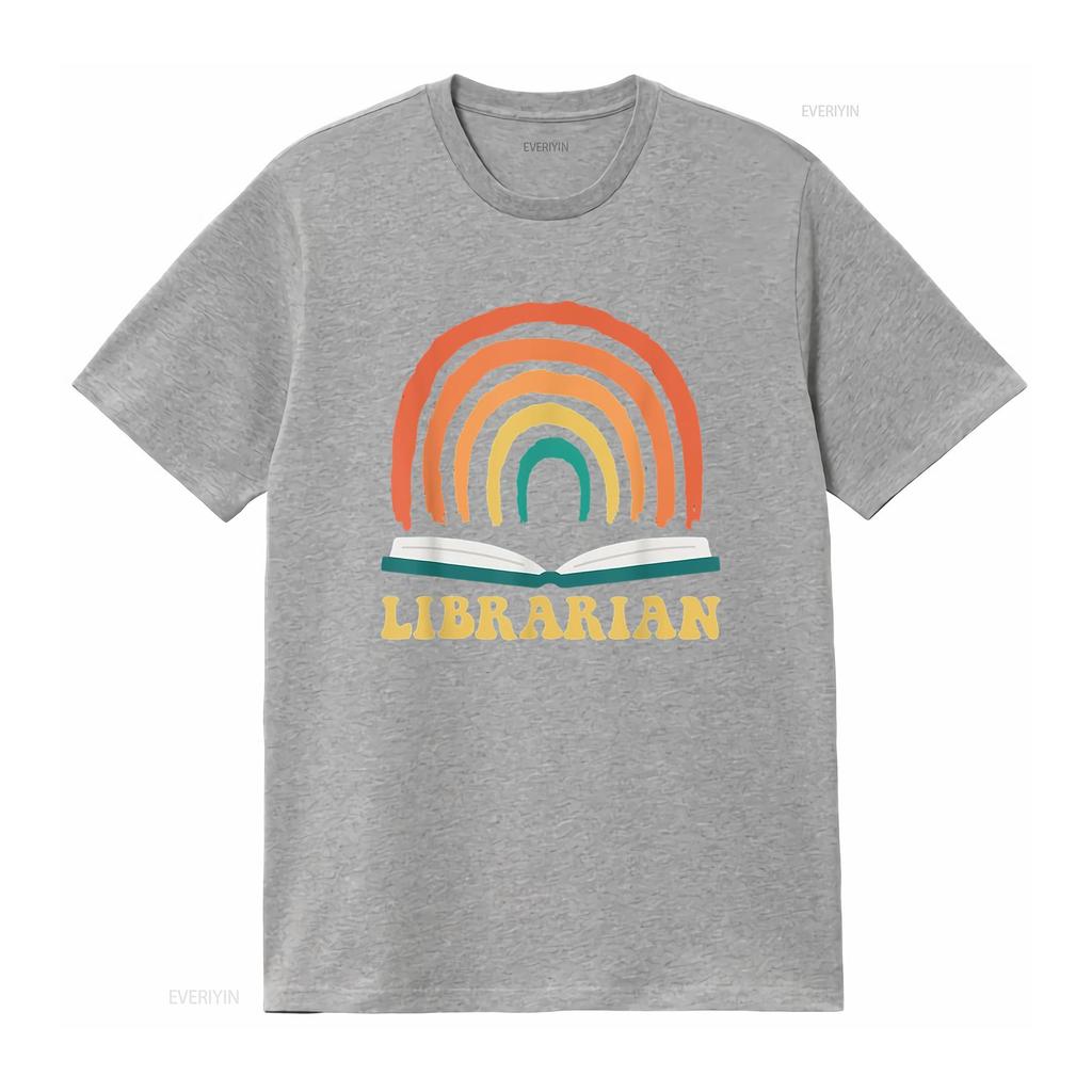 Librarian Vintage Reading Books Retro Rainbow Trendy Women s T Shirt  Summer Top with Unique Print vintage Washed Stretched