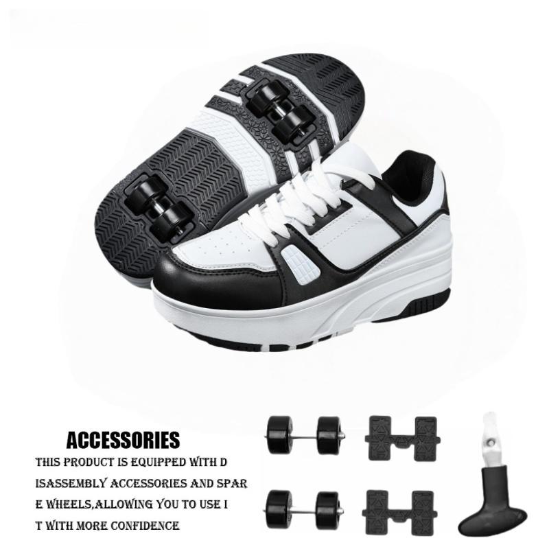 Four wheel roller shoes Boys girls walking shoes Casual outdoor sports slide and shrink school students pulleys shoes sneakers