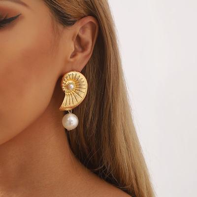 Beach Fashion Temperament Conch Metal Earrings For Women