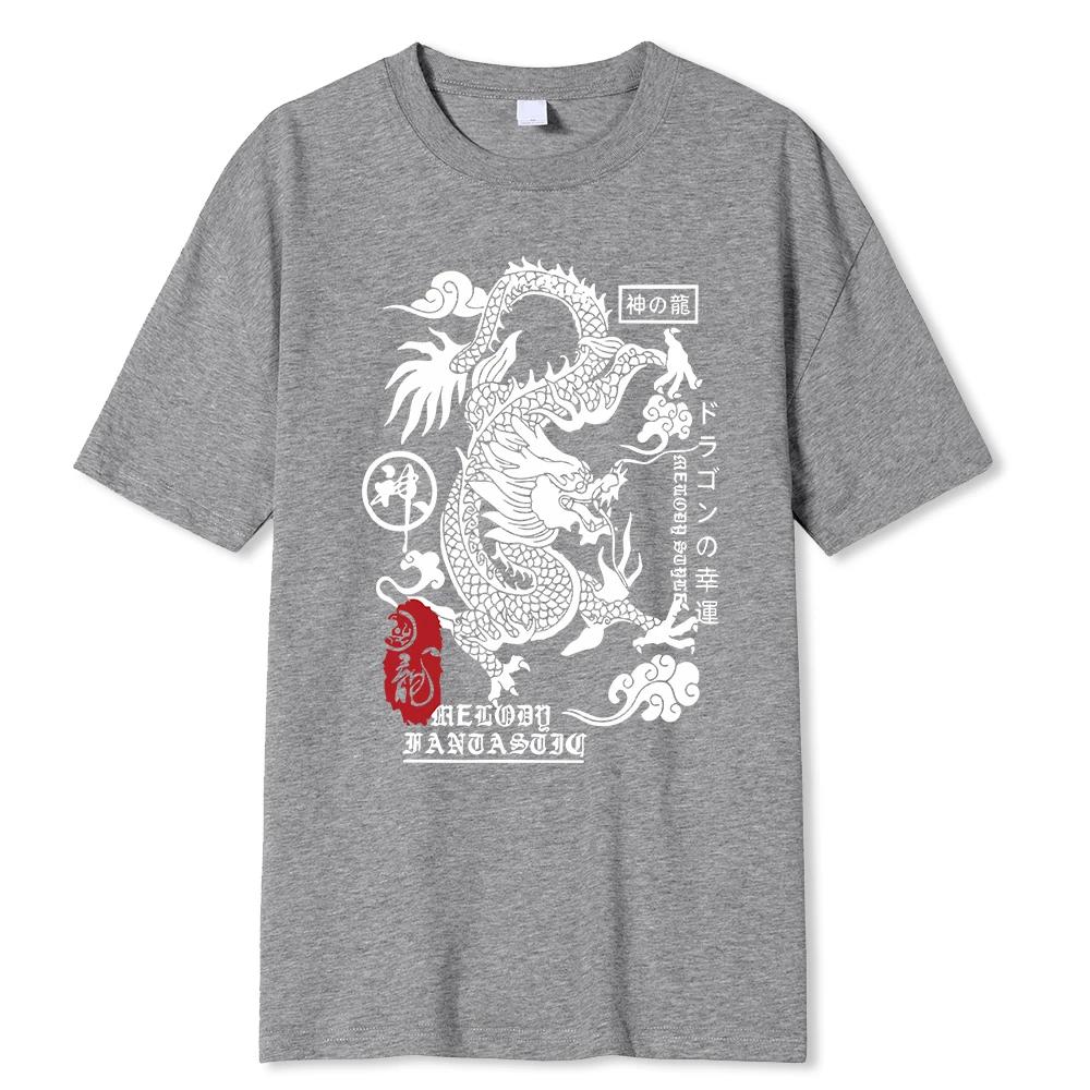 T-Shirts mit lustigem Drachen-Muster im Harajuku-Stil für Herren, modisch, atmungsaktiv, lockere Sommershirts, T-Shirt, übergroße Kleidung, Baumwolloberteile