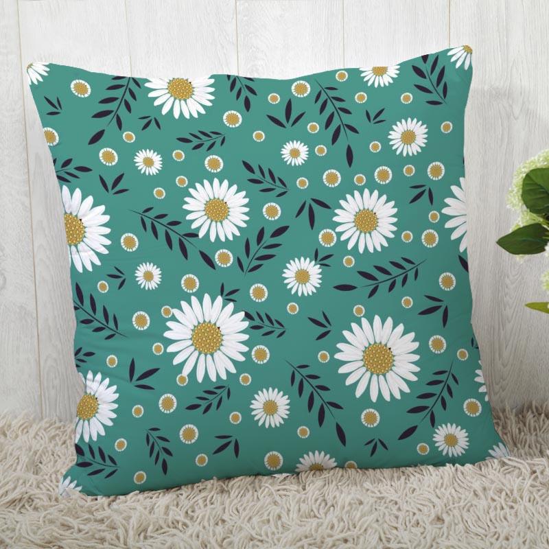 Chamomile Pillowcase Sofa Car Waist  Home Style Flower Landscape Cushion Cover