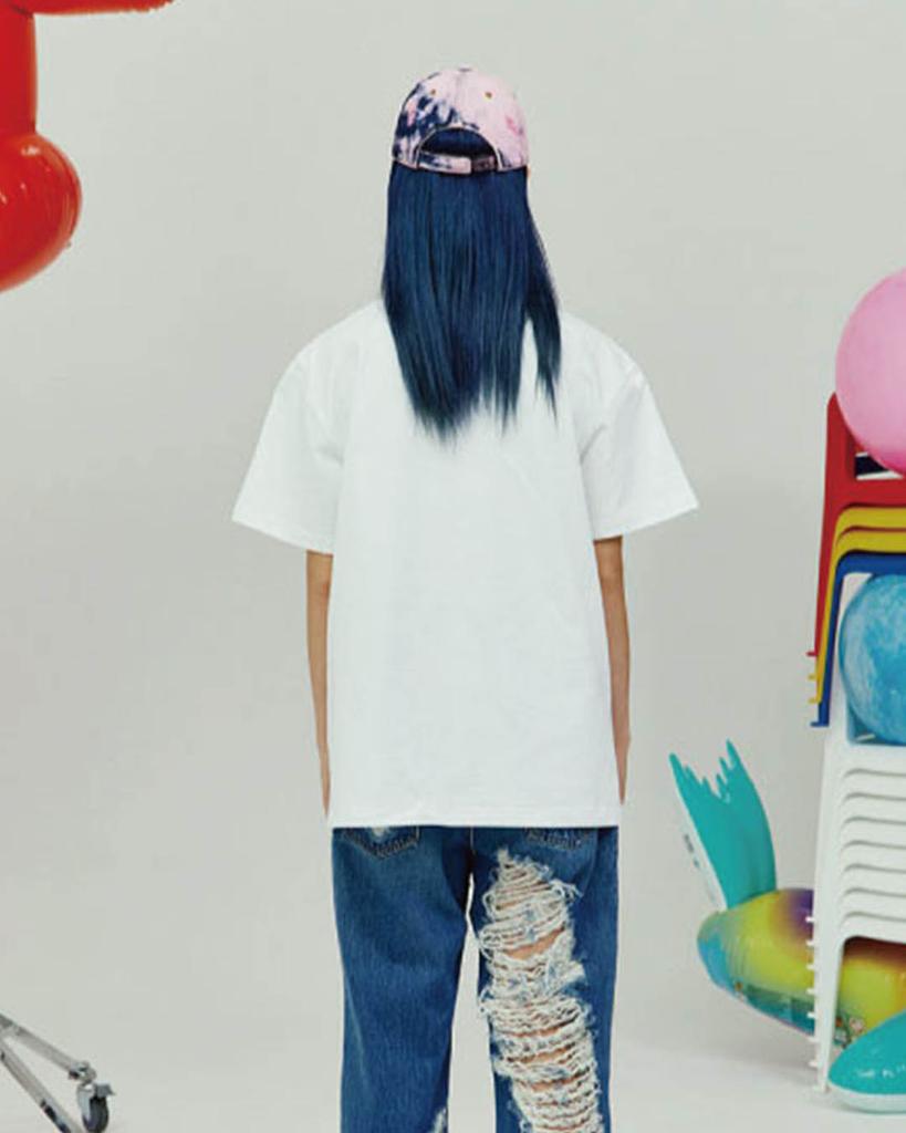 THEMUSEUMVISITOR Washed Denim Ballcap (Pink Blue)