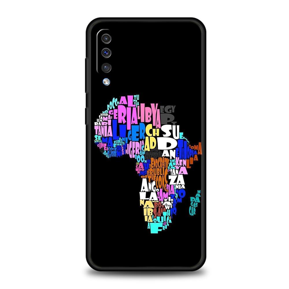 Phone Case For Samsung Galaxy A16 A14 A12 A54 A52 A50 A22 A20e A06 A04s A32 A72 A70 A30 A34 Cover Africa Map Geography Painted