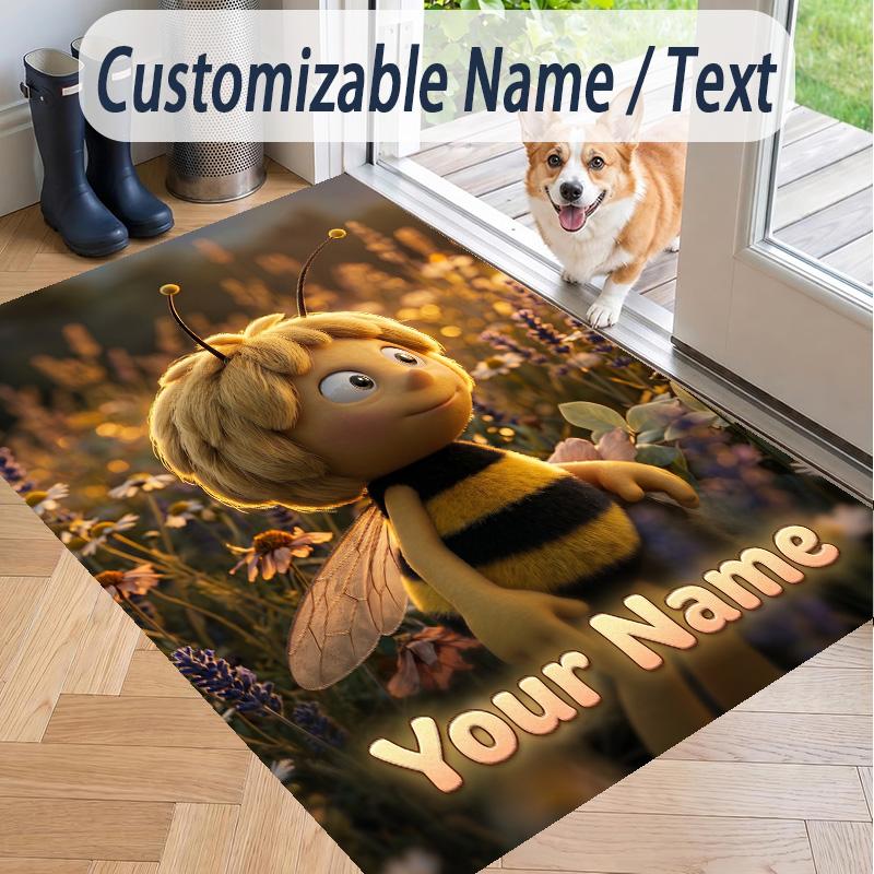 Custom Text Die Biene Maja Pattern Floor Rug Soft Indoor Carpet Mat Living Room Bedroom