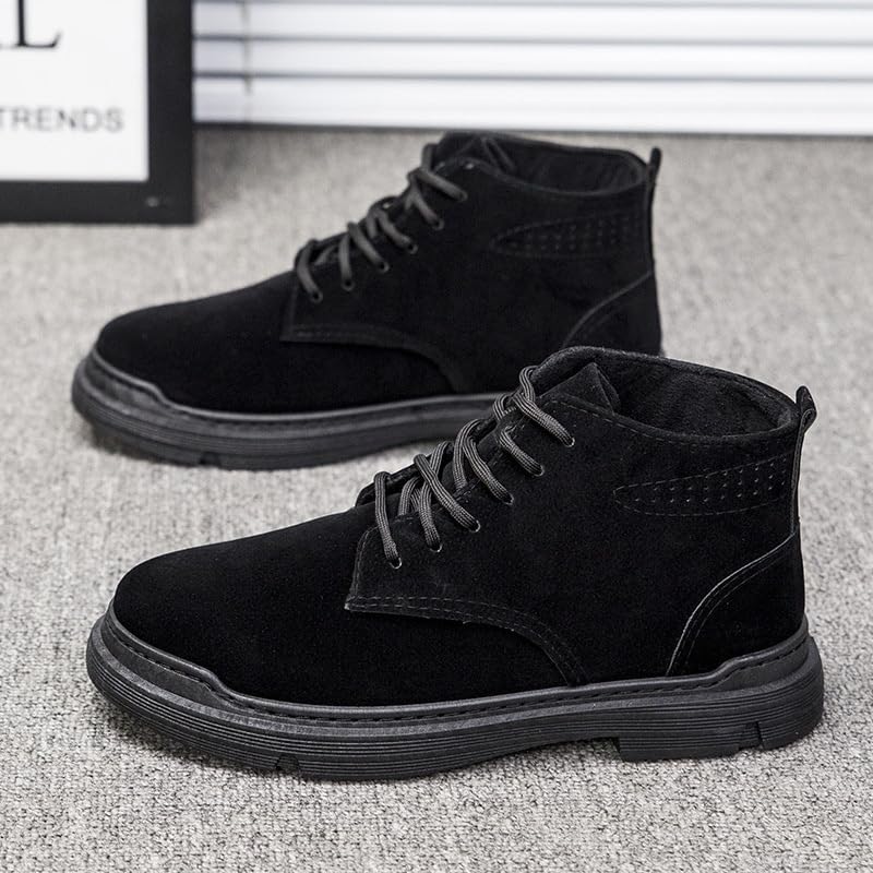 FleurUneffe Men's Short Boots, Casual Desert Boots, Leather, Fashionable Suede (Black, Size 27.0 Cm, Size 54)