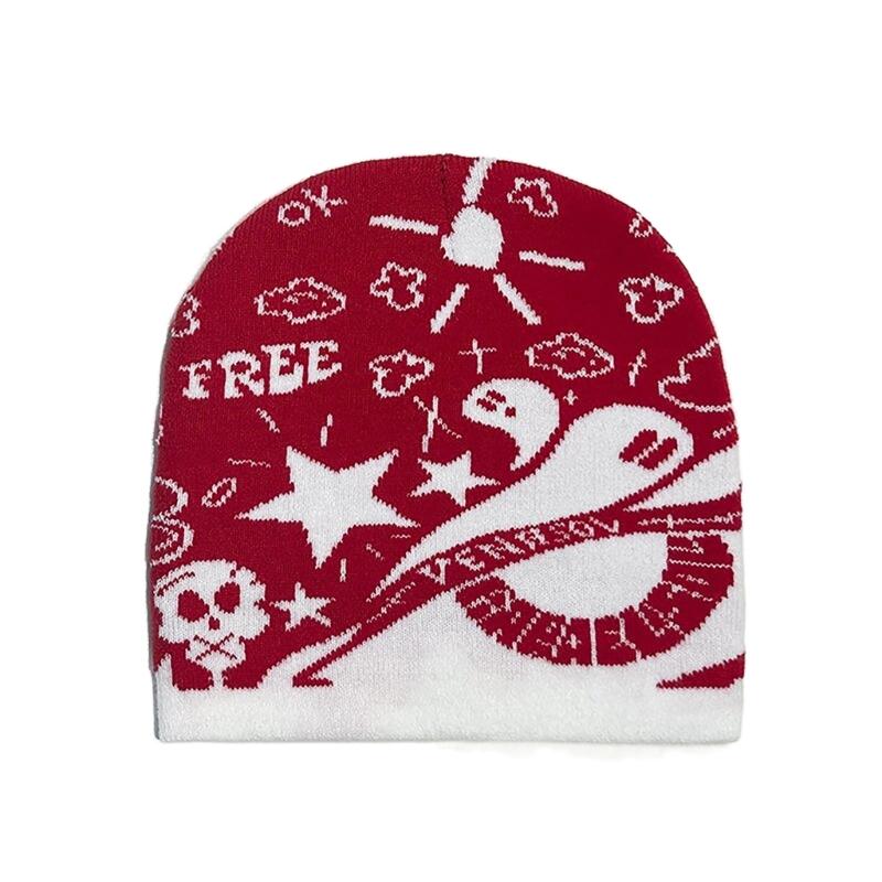 Knitted Beanies Hat for Women Popular Jacquard Hat Handmade Crochet Hat Cool Girls Boy All Age Headwear