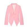 Womens Single-Breasted V-Neck Long Sleeve Blouse Pleated Chest Mid-Length Casual Blazer 2026 Fall