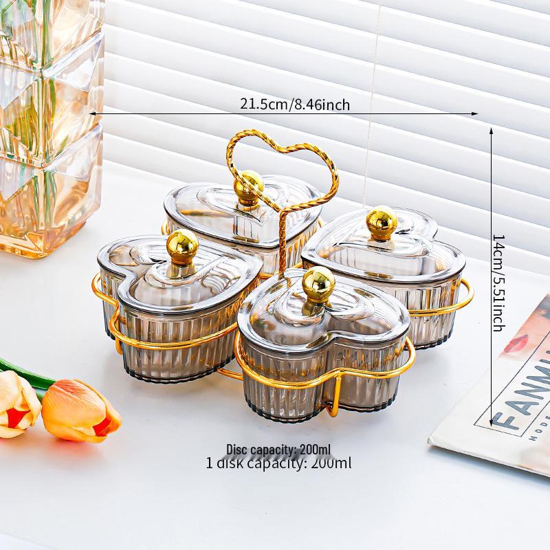 Heart-Shaped Dustproof Dried Fruit Tray - Living Room Coffee Table Snack Box & Storage Bowl