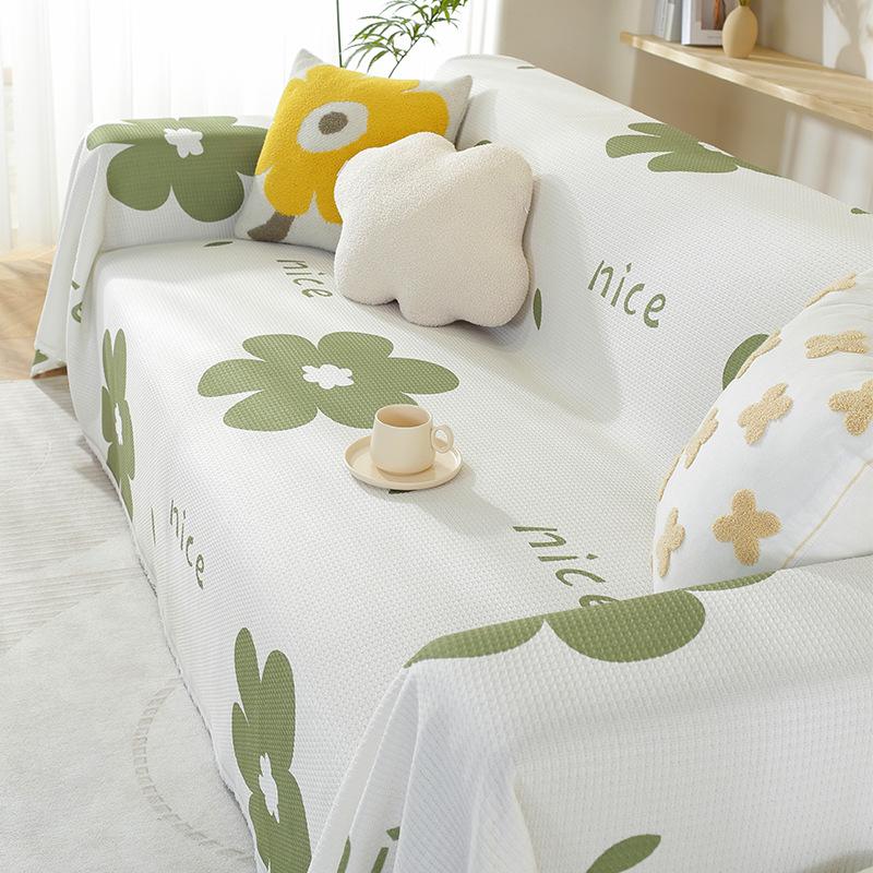 Sofa Cover for All Seasons, Printed Waffle Cushion, Non-slip All-in-one All-inclusive Sofa Cover Cover