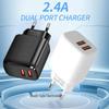 Dual Port 5V2.4A USB Charger for Mobile Phones - European Standard