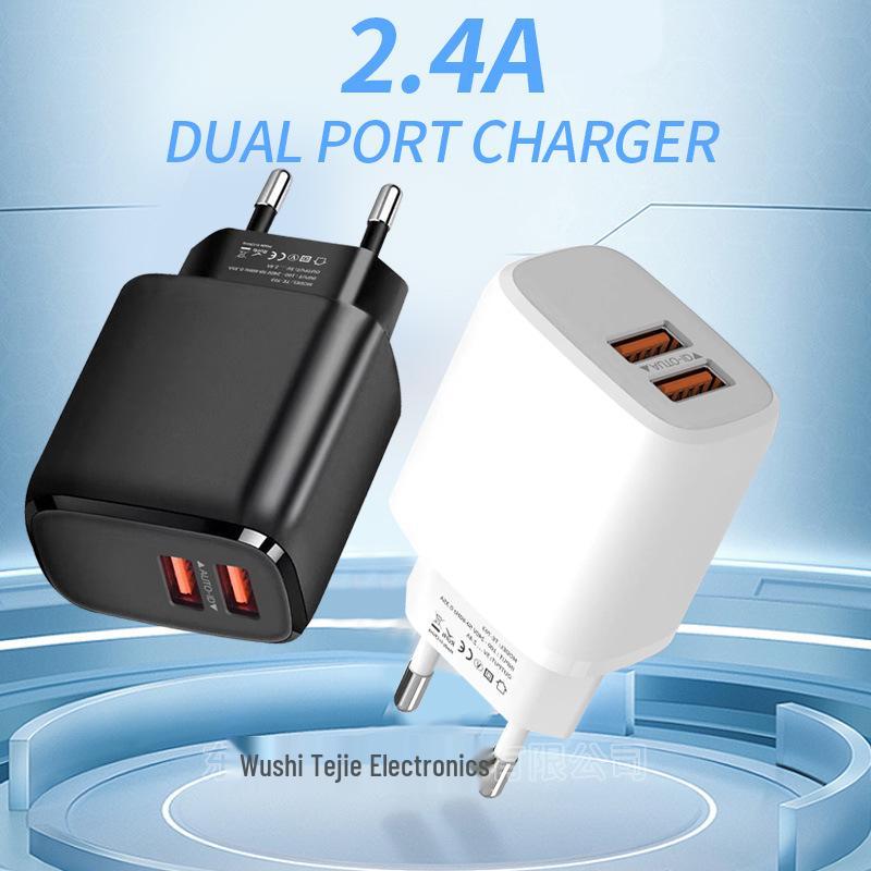 Dual Port 5V2.4A USB Charger for Mobile Phones - European Standard
