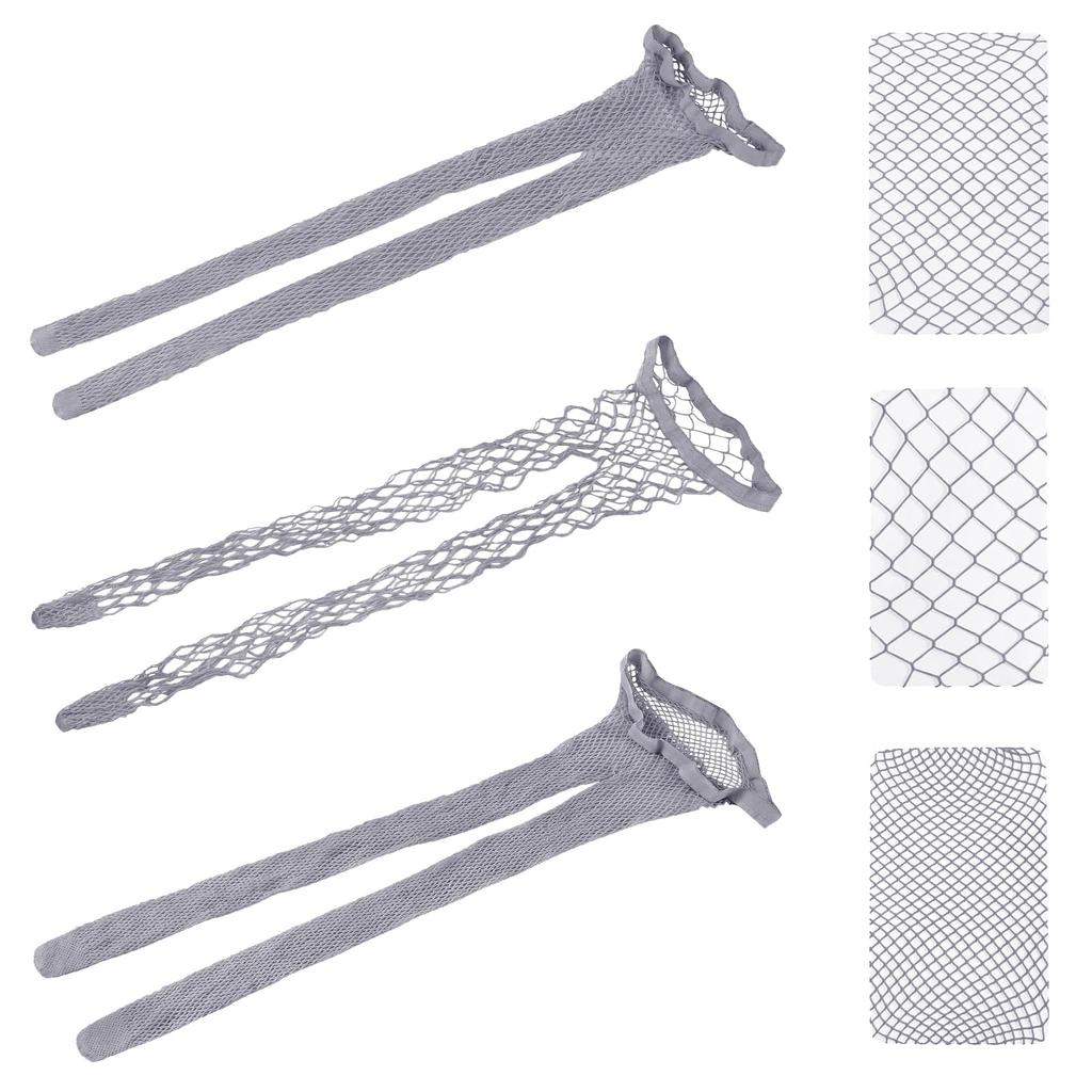 LittleForBig Netzstrumpfhosen Leggings [Netzstrumpfhosen] High-Waist Strumpfhosen, 3er-Set (Grau) mit 3 Netzmustern (Groß, Mittel und Klein)