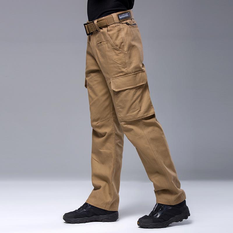 Outdoor solid color straight overalls, casual military fans combat trousers men s models S хаки