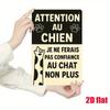 Retro French Beware of Dog/Cat Iron Sign, Weatherproof Metal Plaque, Rustic UV-Resistant Garden Wall Art