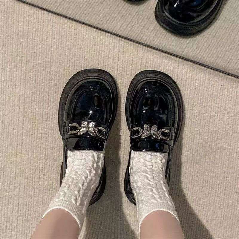 British style small leather shoes for women Mary Jane 2025 new platform one-pedal loafers versatile butterfly buckle women's single shoes