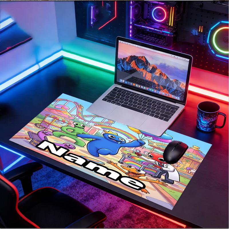 Custom Name Personalized Game Rainbow Friends Pattern Mousepad, Laptop PC Desk Mat, Decorative Desk Mat for Home Keyboard Pad Gift
