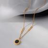 Gold Stainless Steel Roman Digital Wafer Pendant Necklace for Women Charm Chain of Clavicle Jewelry Accessory