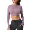 Short Sexy Waist-baring Yoga Long-sleeve Women's Braless Padless Running Fitness T-shirt Top DAW111
