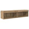 TV Wall Shelf Set with LED 6 pcs Artisan Oak Wood Based Material