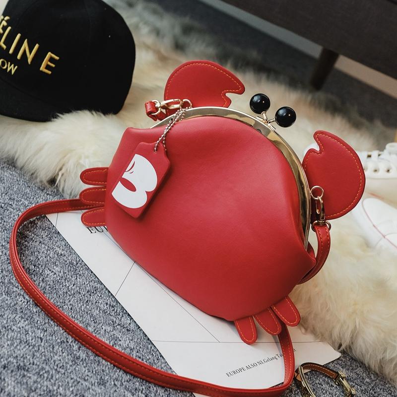 Cute Crab Crossbody Bag New Women's Fashion Cartoon One Shoulder Clip Pocket Personality Party Travel Crossbody Bag Trend