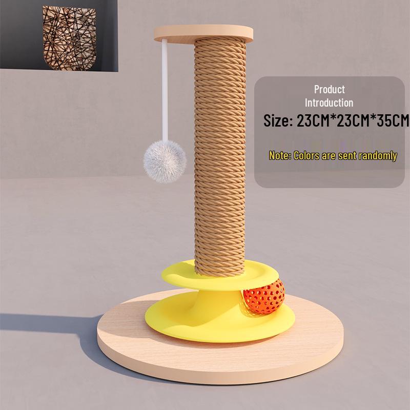 

Вертикальная сизалевая когтеточка, устойчивая к царапинам, с игрушкой-дразнилкой для кошек для самостоятельного развлечения и снятия скуки