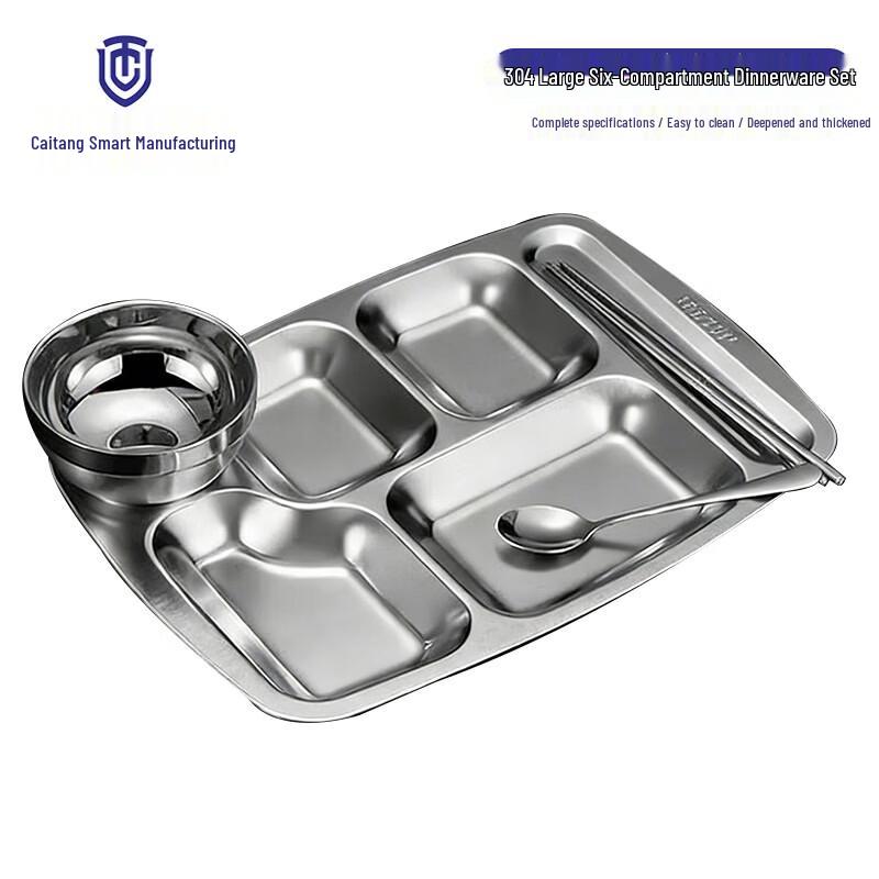 Sechs-Fächer-Mittagstablett-Set aus Edelstahl 304