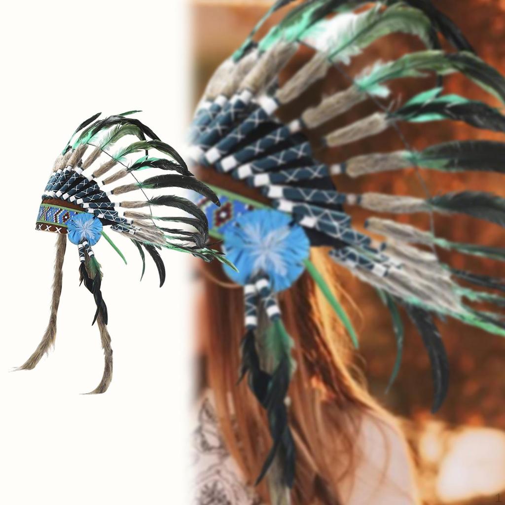 Indian Feather Headdress American Chief Hat for Show Performance