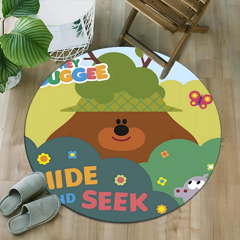 1pc Hey Duggee4 Print Round Carpet Chair Round Carpet Suitable for Bedroom Living Room Home Decorative Carpet