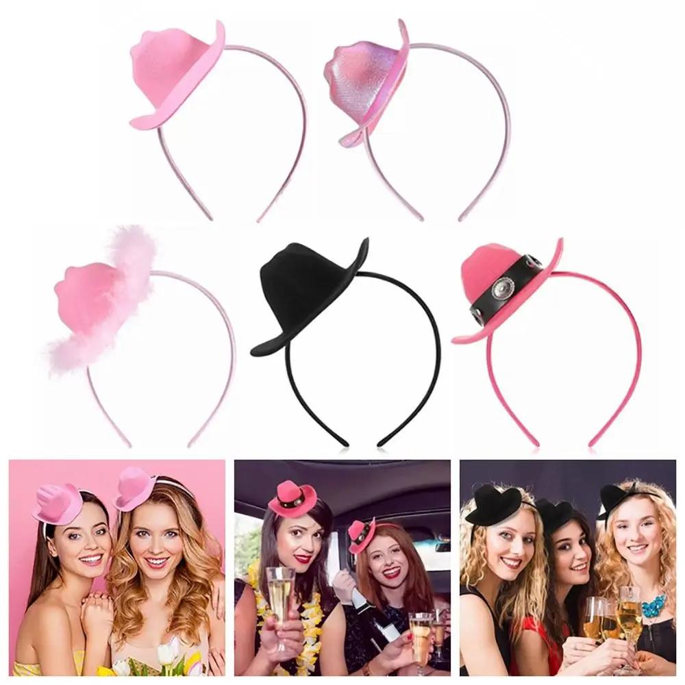 Headdress Cowboy Hat Headband Hair Accessories Headwear Cowgirl Hat Hair Hoop Styling Tools Party Headgear Festival Hairband