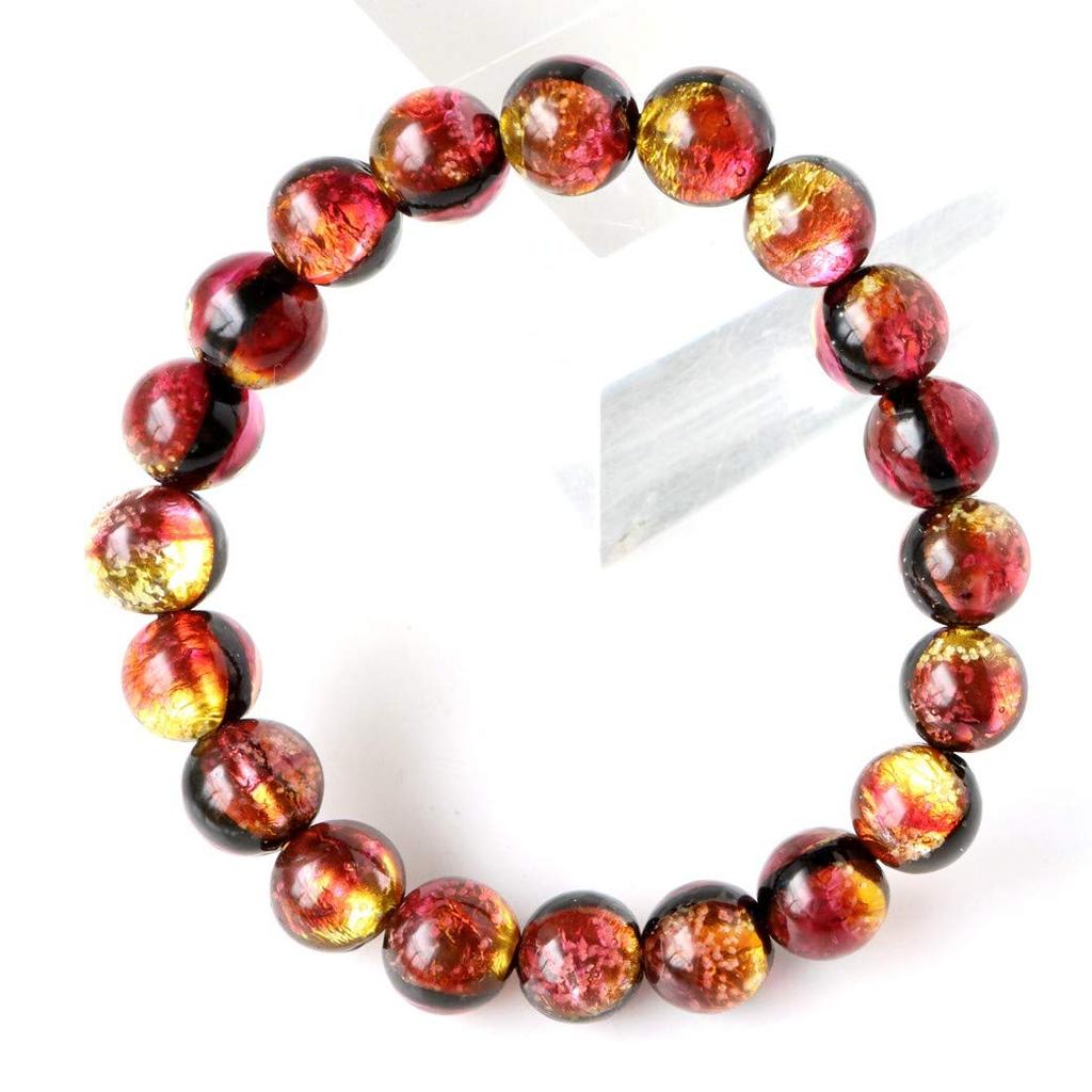 Glow-in-the-dark Kerama Sunset Orange Firefly Glass Bracelet for Men and Women, 10mm, Okinawa, Kerama Islands, Inner Diameter: Approx. 14.5cm