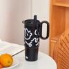 Car Cup Stainless Steel Insulated Travel Mug With Handle And Straw