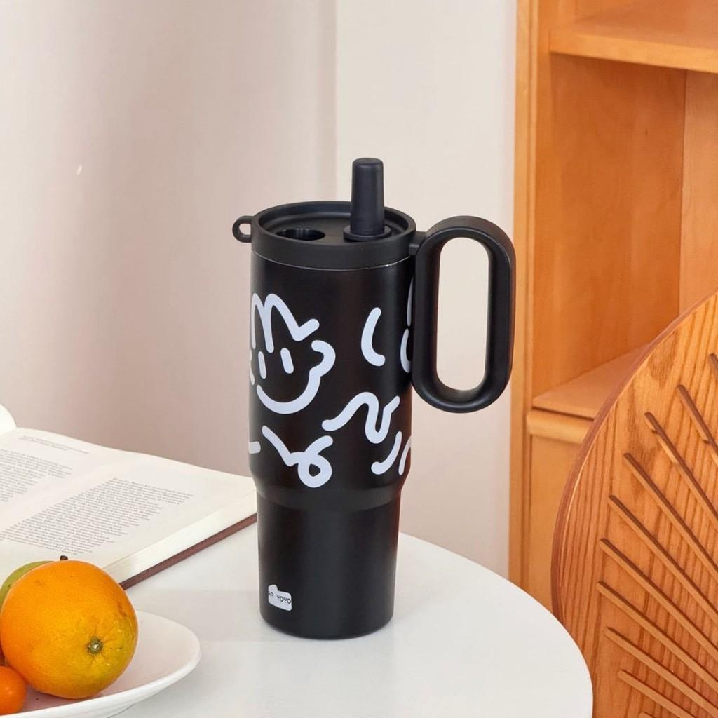 Car Cup Stainless Steel Insulated Travel Mug With Handle And Straw