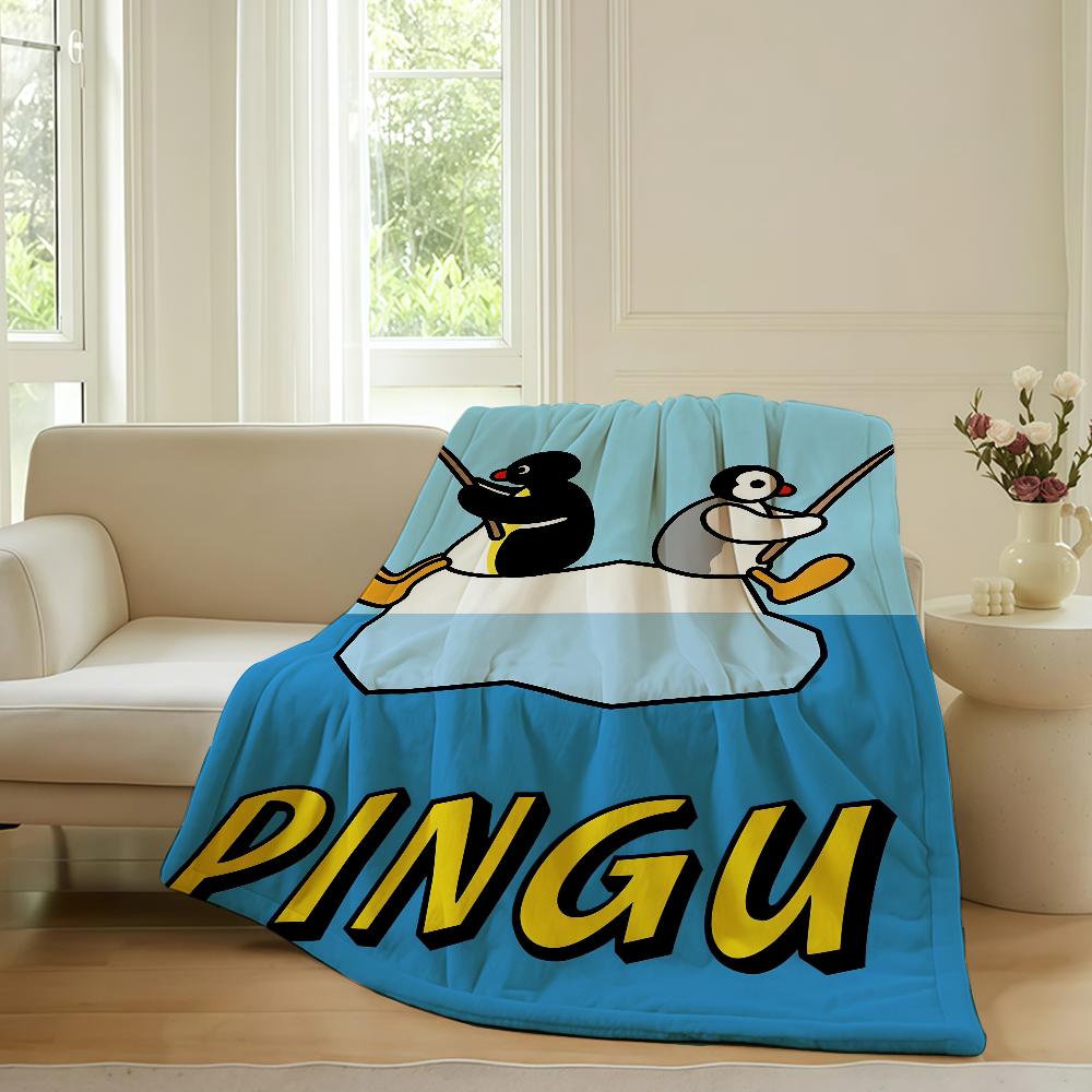 Cartoon P-Pingu Cute Blanket Warm Soft Suitable For Bedroom Sofa Bed Living Room Office Travel Camping Gifts