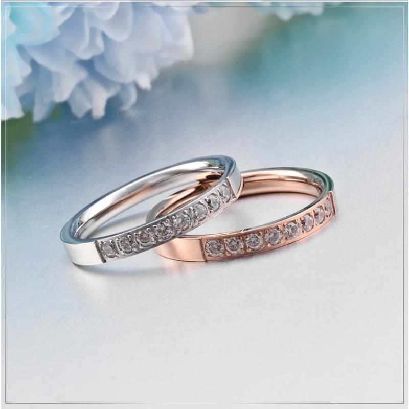 Korean Version Titanium Steel Diamond Inlaid Womens Ring Micro Diamond Inlaid Rose Gold Womens Ring Womens Style