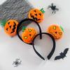 Versatile Costume Hair Pieces Halloween Plush Pumpkin Headband, Fuzzy Orange Ghost Face Holiday Headwear for Kids Adults Accessories Women Cosplay