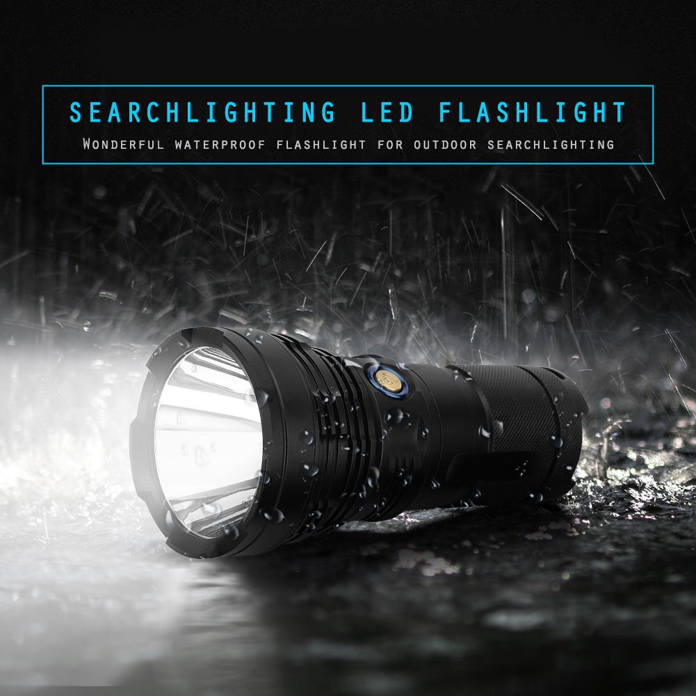 Lanternă LED multifuncțională P90 pentru exterior, impermeabilă, reîncărcabilă, 4800lm, Searchlighting, neagră