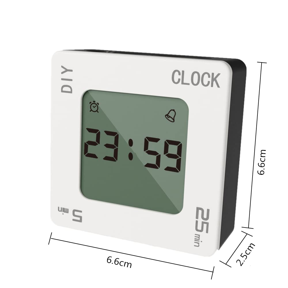 Creative Shake Alarm Clock, 5, 25, and Any Minute Time Management Device, Kitchen Timer, Classroom or Meeting Timer, Sports Timer, Black, Small