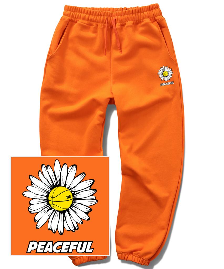 TRIPSHION Daisy Peaceful Logo Jogger Sweatpants - Orange