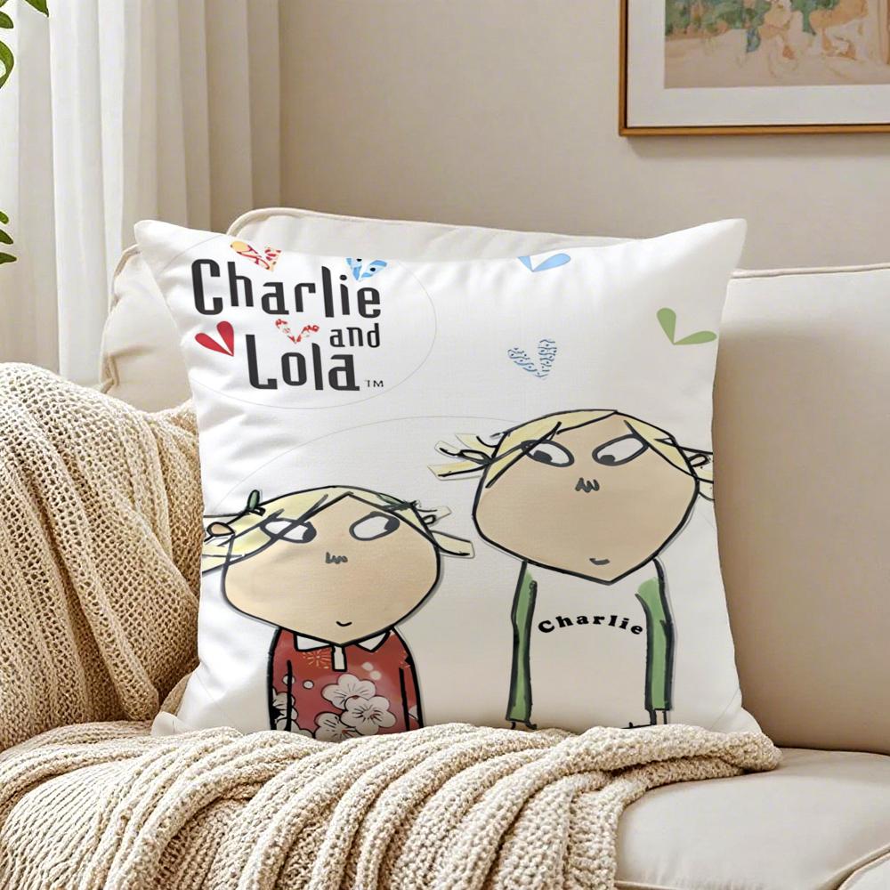 Süß Niedlich Britisch Anime CCharlie und Lola Anime Kissenbezug Kissenbezug Staubmilbenfrei Wohnzimmer Sofa Dekor Kissen Zimmer