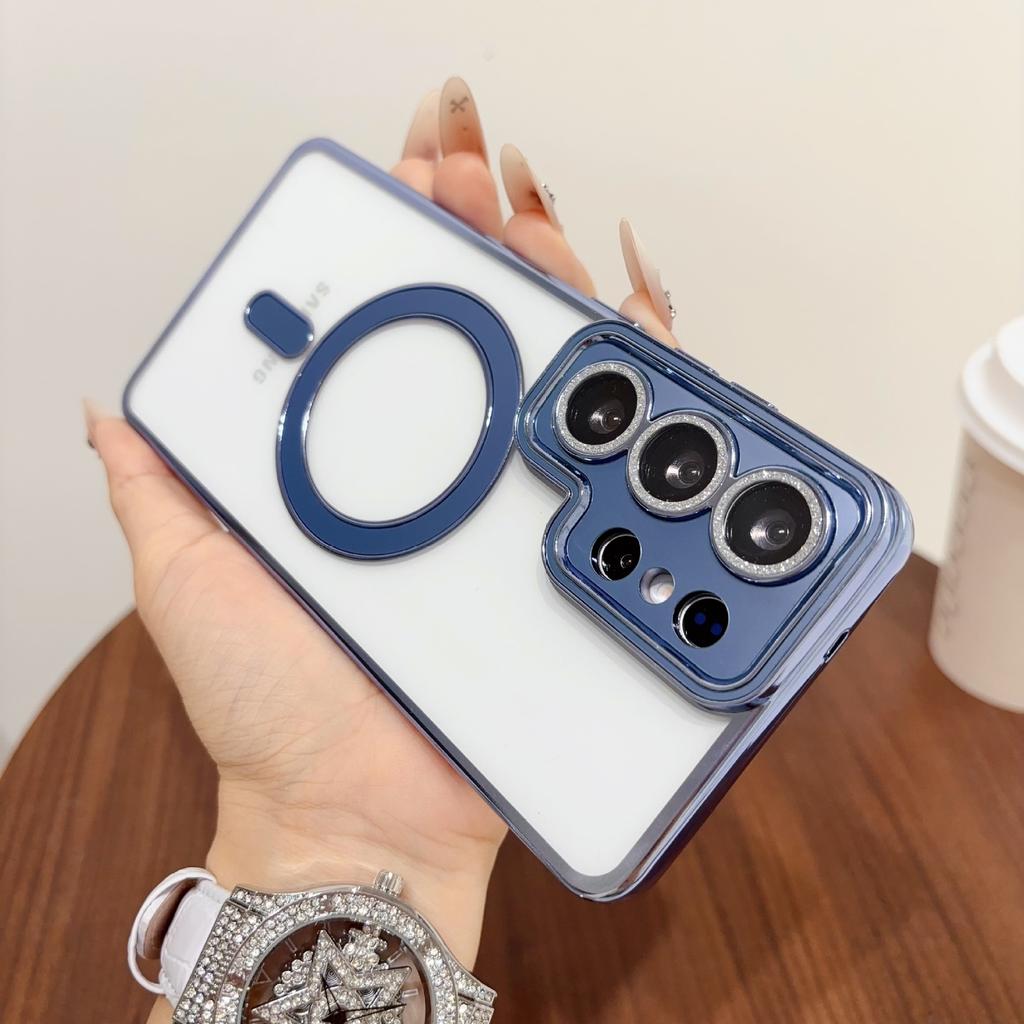 Foreign trade applicable Samsung S26U mobile phone case electroplating magnetic suction S25Plus lens glitter S24FE protective case