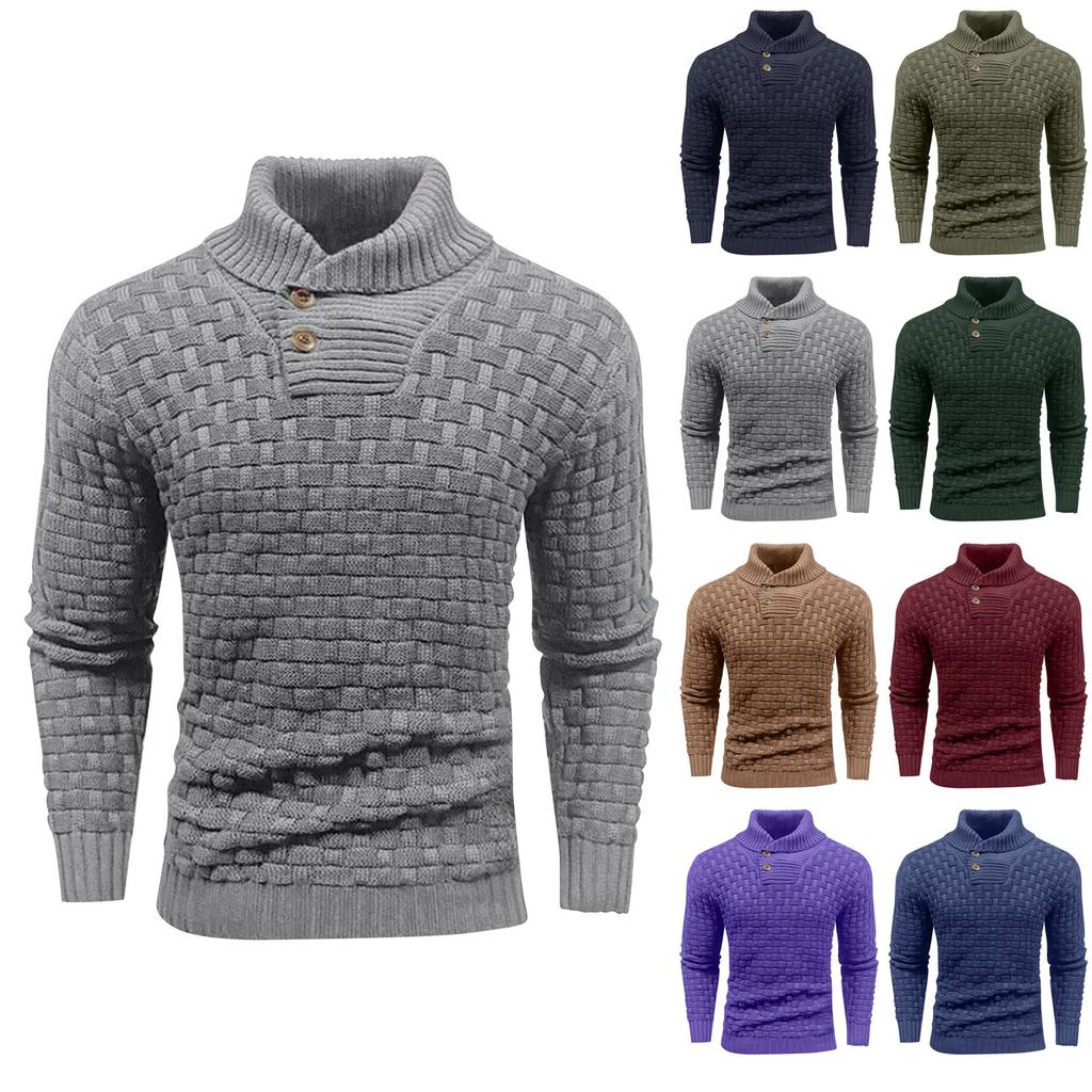 Herren Einfarbiger Pullover Mode Rundhals Slim Fit Pullover